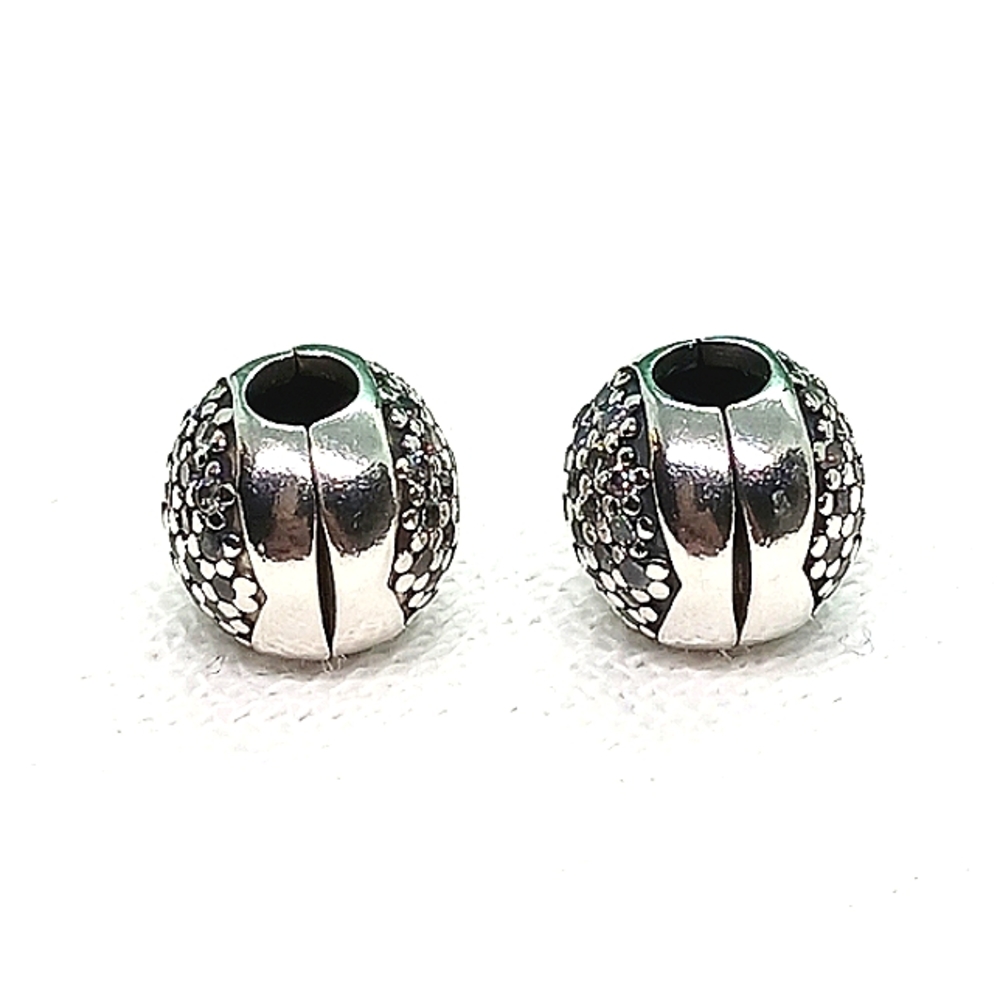 Pandora Clear Pave Heart Sterling Silver Clips - Picture 5 of 8